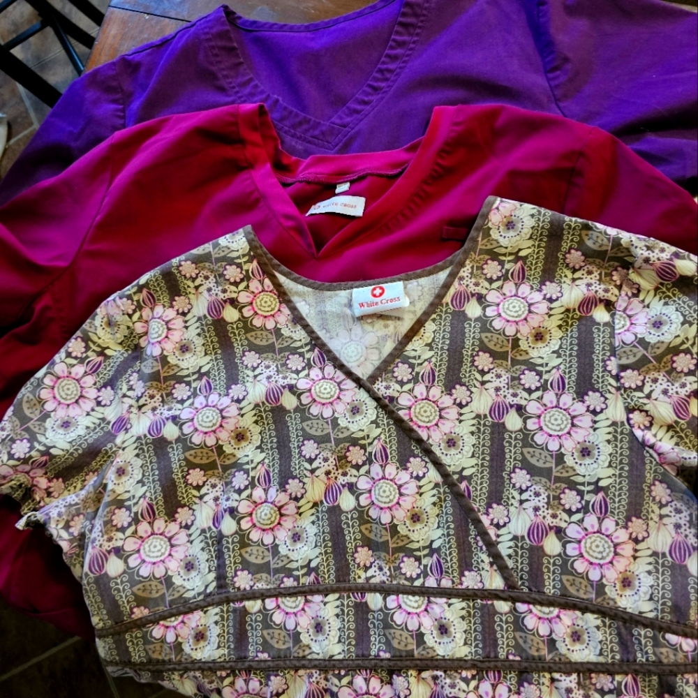 Lot of 3 Ladies Scrub Shirts GUC